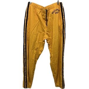 Vintage Y2K Polo Mens Yellow Striped Snap Tearaway Track Pants - XL